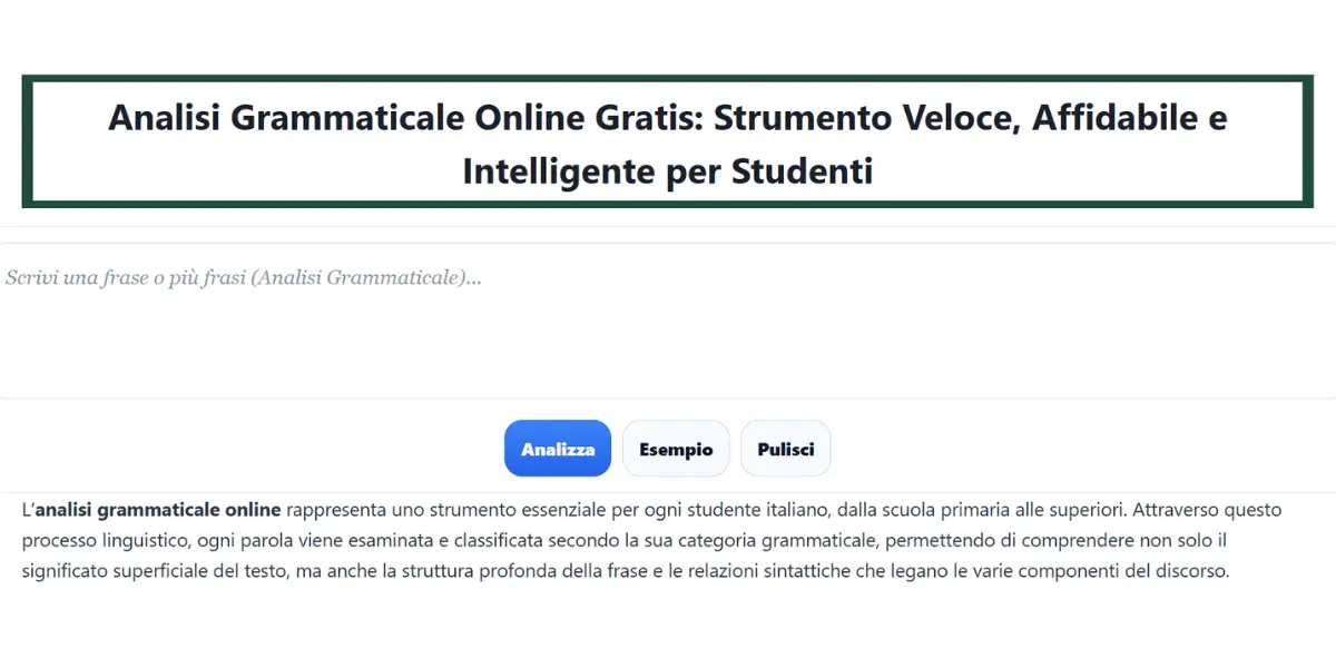 Analisi Grammaticale Online Gratis